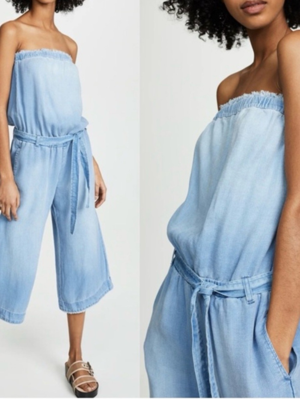 Bella Dahl Light Blue Strapless Denim Jumpsuit
